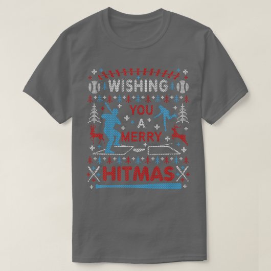 野球の醜いクリスマスセーターパーティーメリークリスマス Tシャツ (デザイン正面)