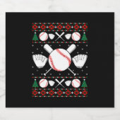 野球の醜いクリスマスセーター スパークリングワインラベル (シングルラベル)