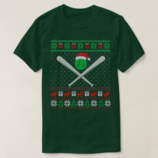 野球の醜いクリスマスセーター Tシャツ (デザイン正面)
