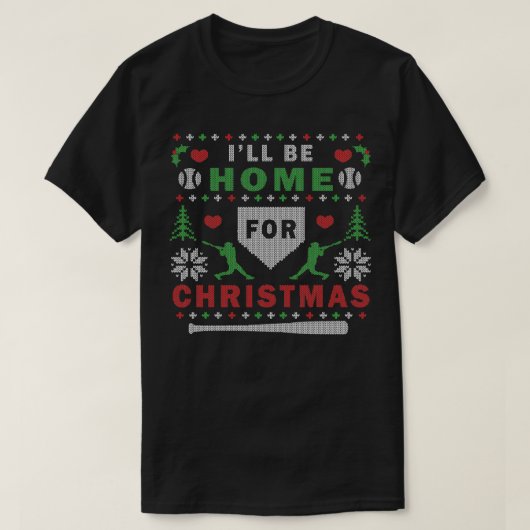野球の醜いクリスマスパーティーセーターデジタルアート Tシャツ (デザイン正面)