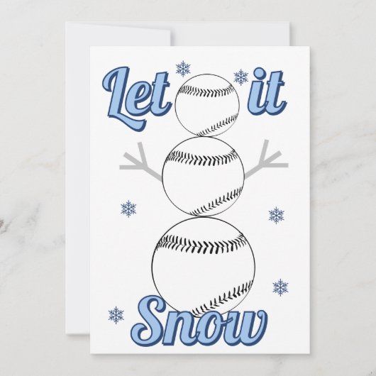 野球の雪だるまが雪を楽しむ ホリデー カード (正面)