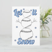 野球の雪だるまが雪を楽しむ ホリデー カード (スタンド正面)