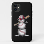 野球の雪だるまボール 雪のクリスマス Xmas ギフト Case-Mate iPhoneケース (裏面)