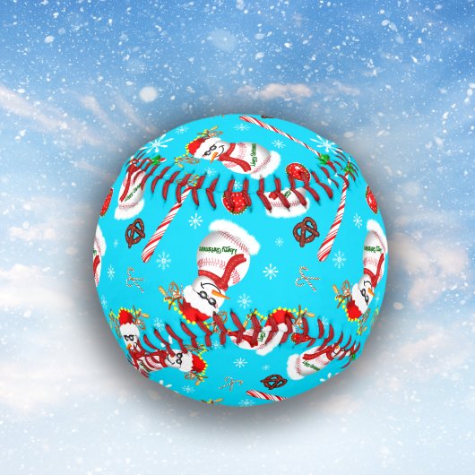 野球の雪だるま クリスマスのお祝いパターン 野球ボール