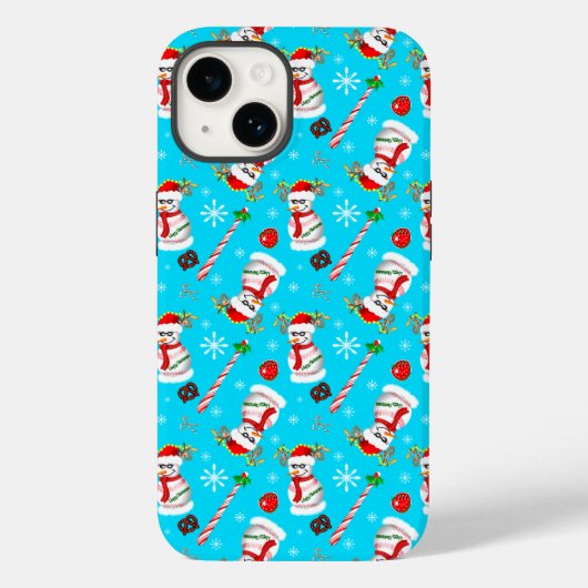 野球の雪だるま クリスマスのお祝い パターン Case-Mate iPhoneケース (裏面)