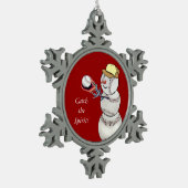 野球の雪だるま スノーフレークピューターオーナメント (左)