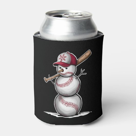 野球の雪だるま ボール 雪 クリスマス プレゼント 缶クーラー (缶正面)