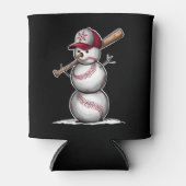 野球の雪だるま ボール 雪 クリスマス プレゼント 缶クーラー (正面)