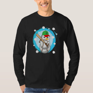 野球の雪だるま ボール 雪 クリスマス Xmas スポーツ Tシャツ