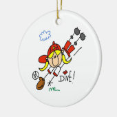 野球の飛び込みの女の子のソフトボールのTシャツおよびギフト セラミックオーナメント (左)