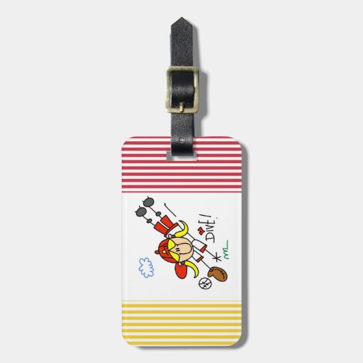 野球の飛び込みの女の子のソフトボールのTシャツおよびギフト ラゲッジタグ (正面縦)