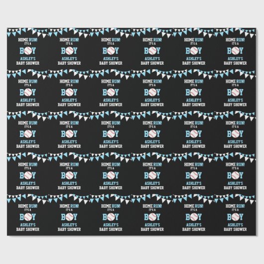 野球の黒く青く白いベビーシャワーの家の操業 ラッピングペーパー (フラット)
