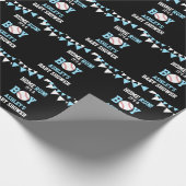 野球の黒く青く白いベビーシャワーの家の操業 ラッピングペーパー (角)