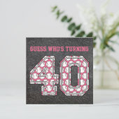 野球の黒板ピンク40歳誕生日パーティー 招待状 (スタンド正面)