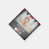 野球の黒板フラグ1stバースデーフォト スタンダードカクテルナプキン (角)