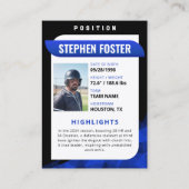 野球の黒青トレーディングカード コーリングカード (裏面)