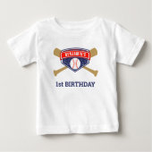 野球の1歳の誕生日パーティー ベビーTシャツ (正面)