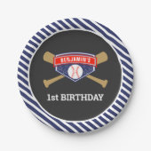 野球の1歳の誕生日パーティー ペーパープレート (正面)