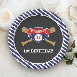 野球の1歳の誕生日パーティー ペーパープレート