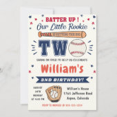 野球の2回目の誕生日パーティー打者 招待状 (正面)