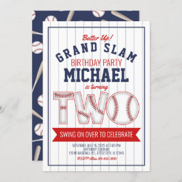野球の2歳の誕生日パーティー招待状 招待状