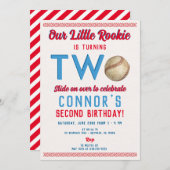 野球の2歳の誕生日 招待状 プリントまたはデジタル (正面/裏面)