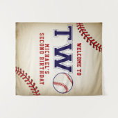 野球の2歳誕生日バックドロップ タペストリー (正面(横))
