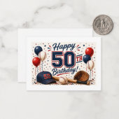 野球の50歳の誕生日 ノートカード (正面/裏面インサイチュ)