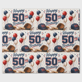 野球の50歳の誕生日 ラッピングペーパー