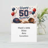 野球の50歳の誕生日 招待状 (スタンド正面)