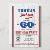 野球の60歳の誕生日の招待状。成人男性 招待状 (正面)