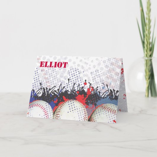 野球の(ばちゃばちゃ)跳ねるのバーの(ユダヤ教の)バル・ミツバーのサンキューカード ノートカード (正面)