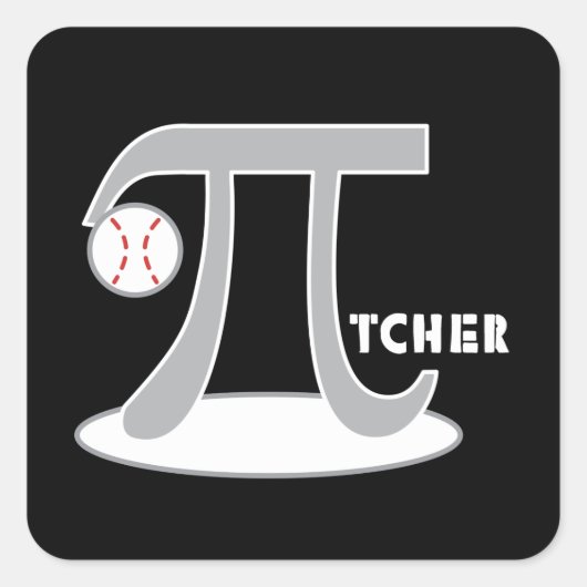 野球のPi-tcher - おもしろい Piステッカーギフト スクエアシール (正面)