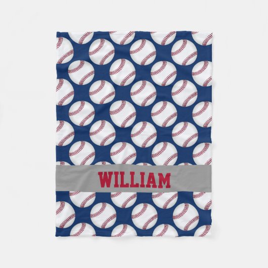 野球はパーソナライズな赤白青を遊ばします フリースブランケット (正面)