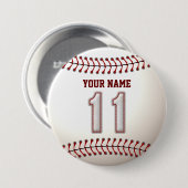 野球はプレーヤー第11および名前をカスタムするをステッチします 缶バッジ (正面&裏面)