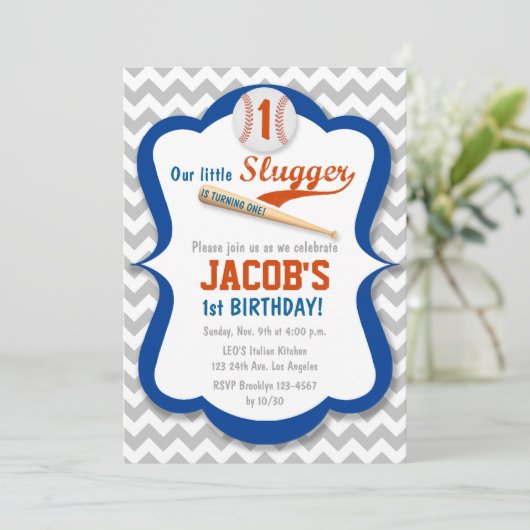 野球は強打者の誕生日の男の子の招待状を遊ばします 招待状 (スタンド正面)