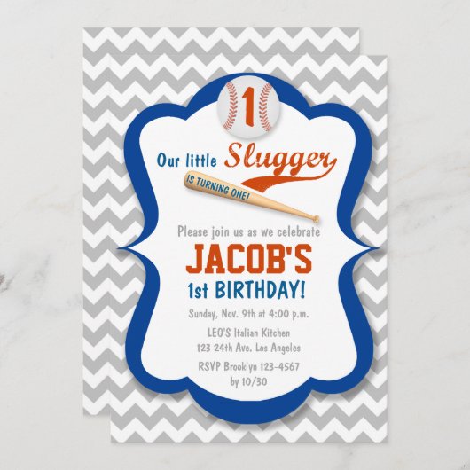 野球は強打者の誕生日の男の子の招待状を遊ばします 招待状 (正面/裏面)