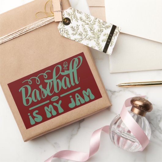 野球は私のジャムタイポグラフィおもしろいー野球だ 長方形シール (ギフト)