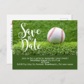 野球は緑の草の上にボールで日付を保存する ポストカード (正面/裏面)