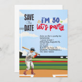 野球は30歳の誕生日パーティーを保存 招待状 (正面/裏面)