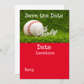 野球は、緑の草の上にボールを置いて日付を救う 招待状 (正面/裏面)