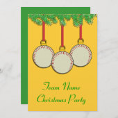 野球またはソフトボールのためのクリスマスの招待状 招待状 (正面/裏面)