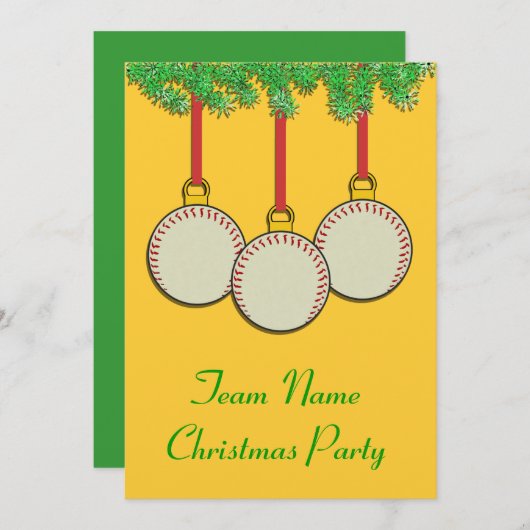 野球またはソフトボールのためのクリスマスの招待状 招待状 (正面/裏面)