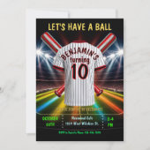 野球またはソフトボール誕生日招待状 招待状 (正面)