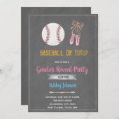 野球またはバレエ性別パーティの招待状 招待状 (正面/裏面)