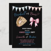 野球またはボウズ少年または女の子の性別を表示パーティー 招待状 (正面/裏面)