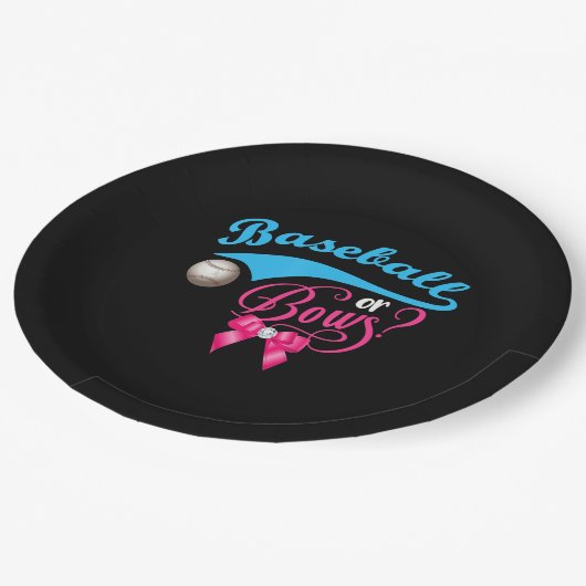 野球またはボージェンダーのリビールパーティー ペーパープレート (アングル)