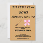 野球または弓のジェンダーがパーティーを明かす 招待状 (正面)