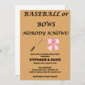 野球または弓のジェンダーがパーティーを明かす 招待状 (正面/裏面)
