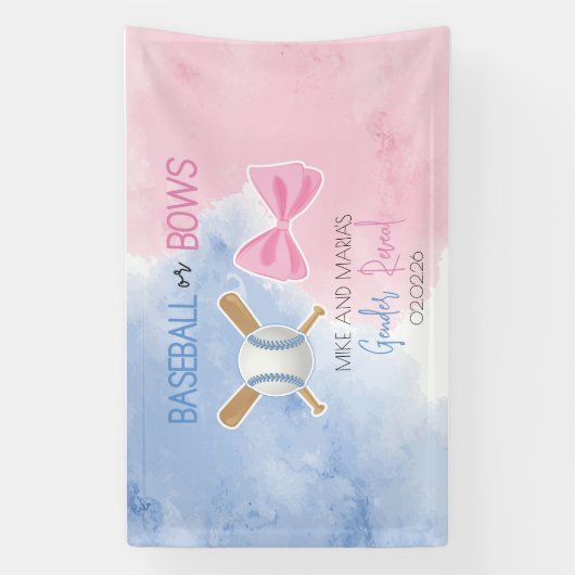 野球または弓のジェンダーが明らかにする 横断幕 (縦)